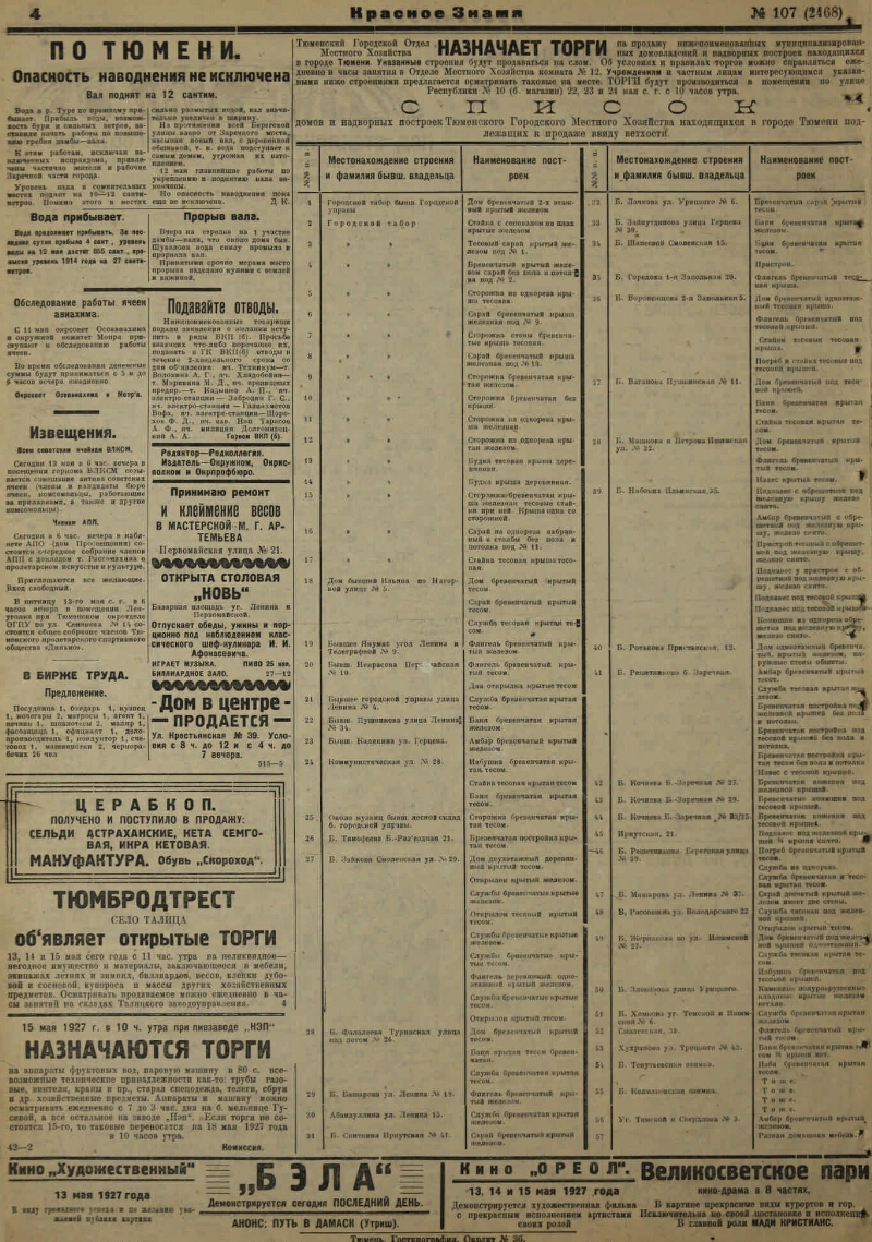 Красное знамя. 1927, № 107 (2468) (13 мая) | Президентская библиотека имени  Б.Н. Ельцина