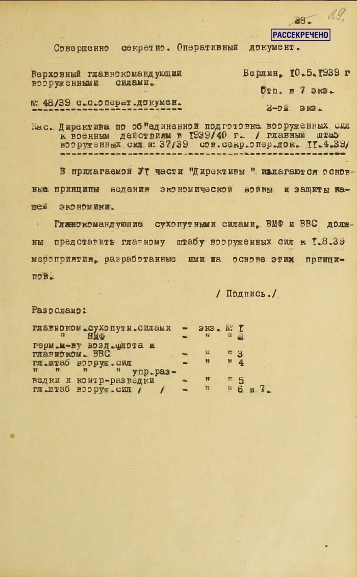 Прочтите отрывок из директивы немецкого командования и напишите название плана