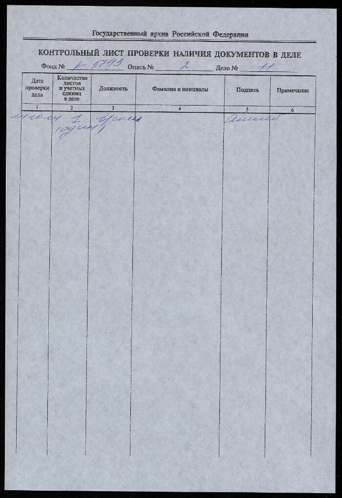 Акт проверки наличия и состояния дел фонда образец заполнения
